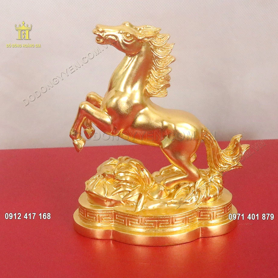 Tượng đồng ngựa phong thủy d&aacute;t v&agrave;ng 9999